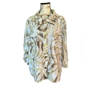 Zenergy by Chico’s lightweight jacket on soft gold design size 3